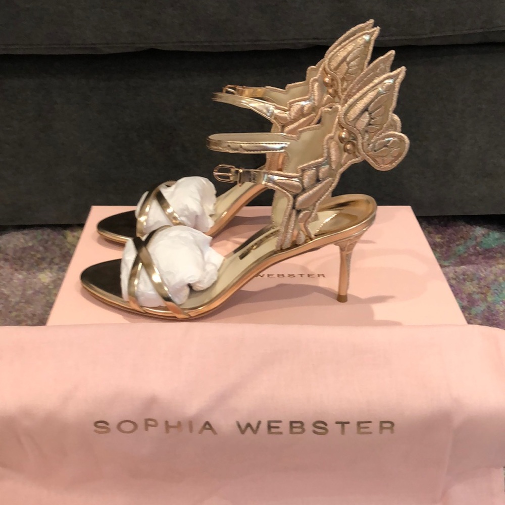 Sophia Webster Rose Gold Chiara Butterfly Heels